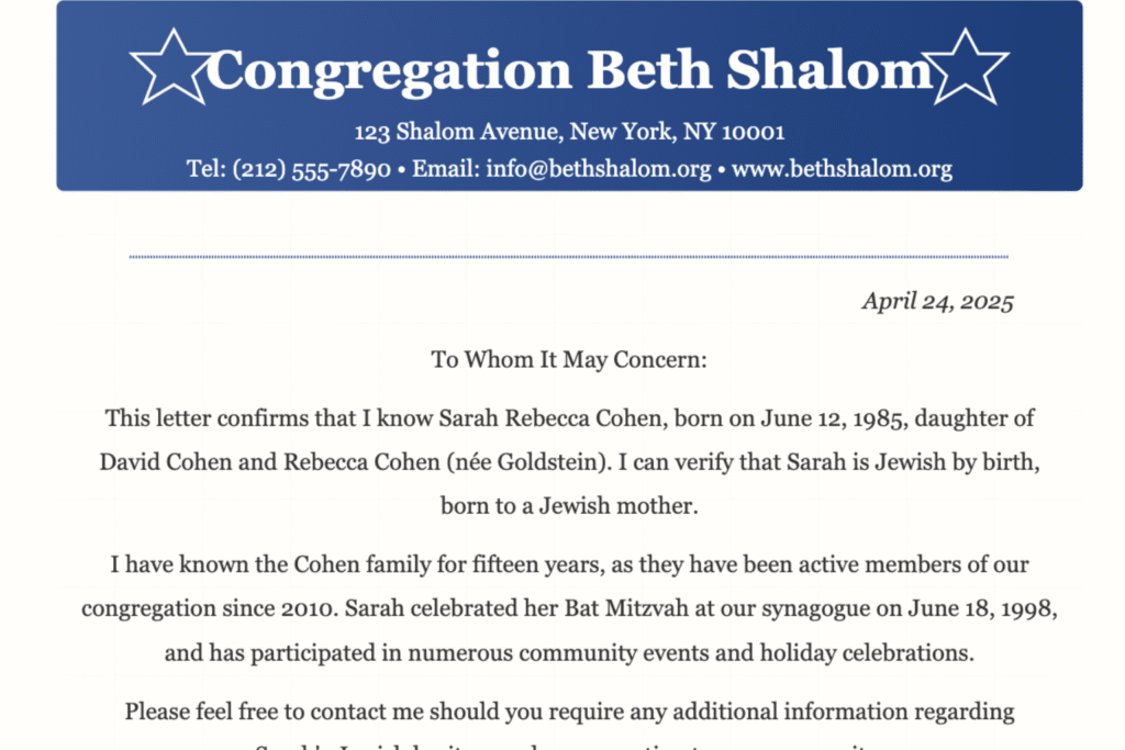 The Rabbi Letter: A Critical Document for Your Aliyah Journey