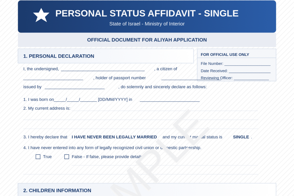 Understanding the Single Status Affidavit for Your Aliyah Application